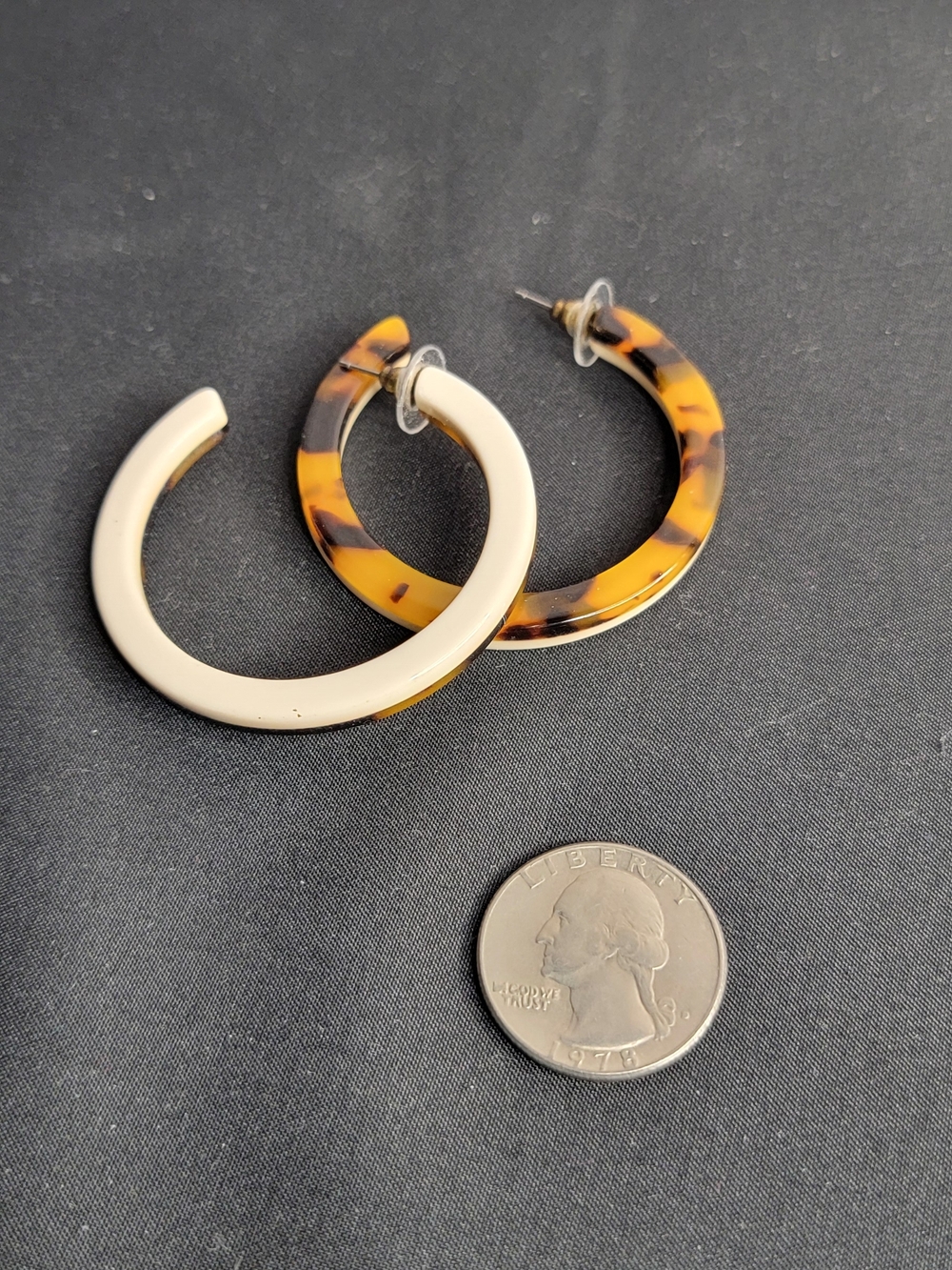 Cream and Tortoiseshell Hoop Earrings - Women Jewelry
